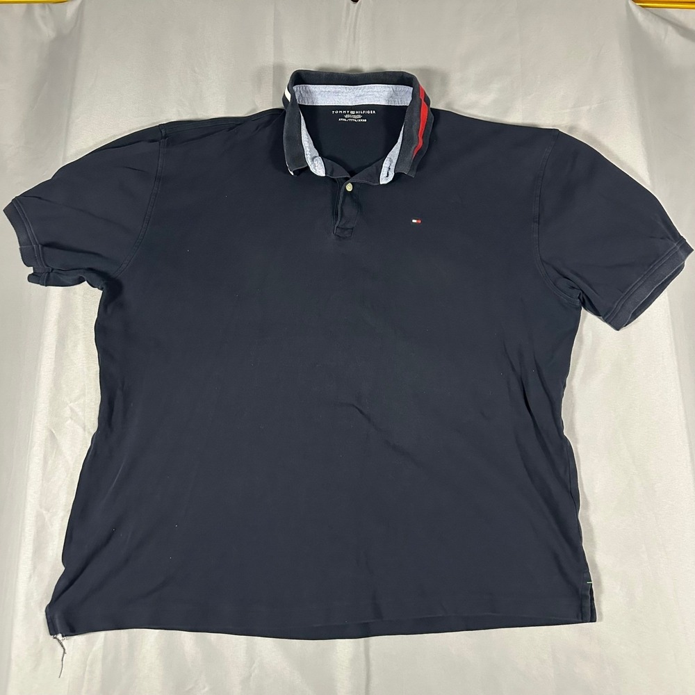 Tommy Hilfiger Mens‎ XXXL Navy Blue Short Sleeve Polo Shirt Flag Logo Big & Tall